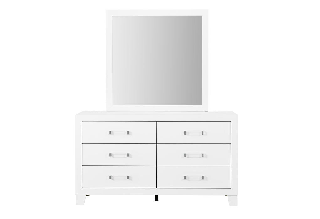 LUCCIA WHITE QUEEN BED WITH LED, DRESSER, MIRROR, NIGHTSTAND - De Avenue Furniture