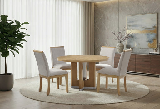 D3124 NATURAL DINING TABLE 48" AND 4 D1248 DINING CHAIR - De Avenue Furniture