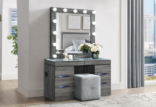 LEXI GREY VANITY SET WITH STOOL - De Avenue Furniture