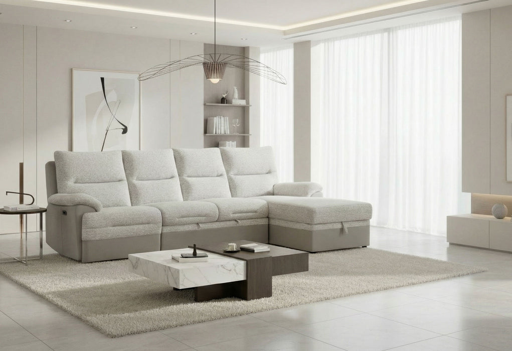 U3822 GREY/ICE SECTIONAL WITH PULLOUT BED AND USB - De Avenue Furniture