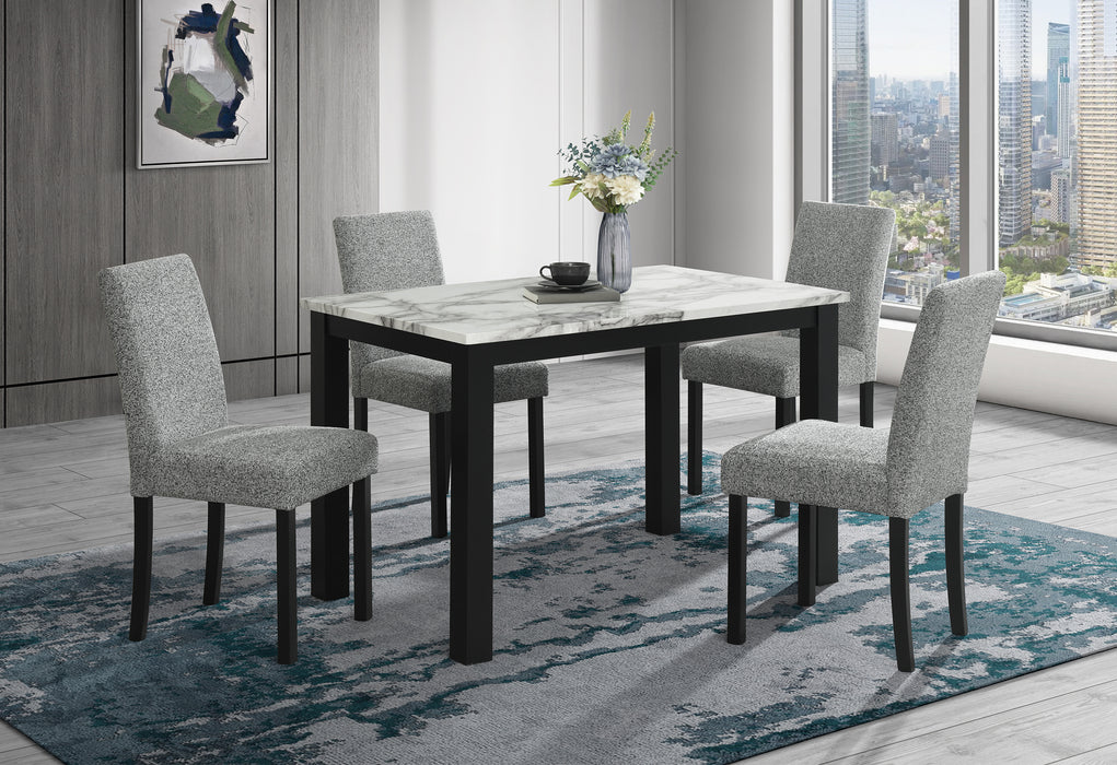D8032DT WHT/BLK DINING TABLE & D9026DC GRY DINING CHAIR - De Avenue Furniture