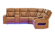 U8611 CAMEL SECTIONAL WITH POWER HEADREST, CONTINUOUS LED AND SPEAKER - De Avenue Furniture