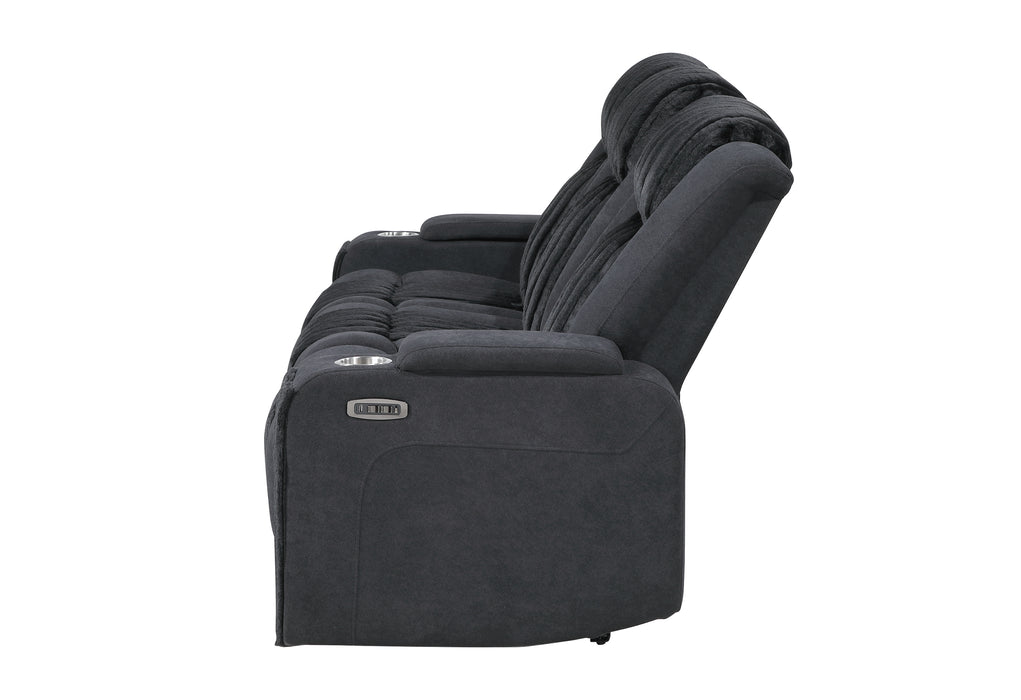 U8000 BLACK PWR REC SOFA W/PHR, DDT, READING LIGHT & LED LIGHT - De Avenue Furniture
