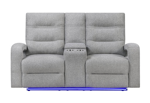 U6611 GREY 15 POWER CONSOLE RECLINING LOVESEAT WITH LED - De Avenue Furniture