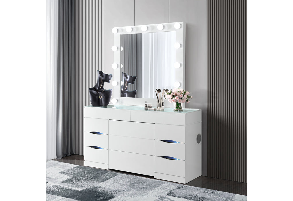ELLA WHITE VANITY SET WITH STORAGE STOOL - De Avenue Furniture