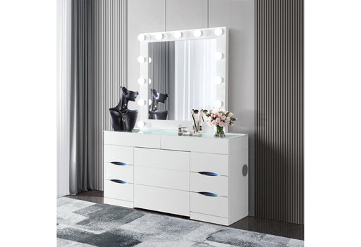 ELLA WHITE VANITY SET WITH STORAGE STOOL - De Avenue Furniture