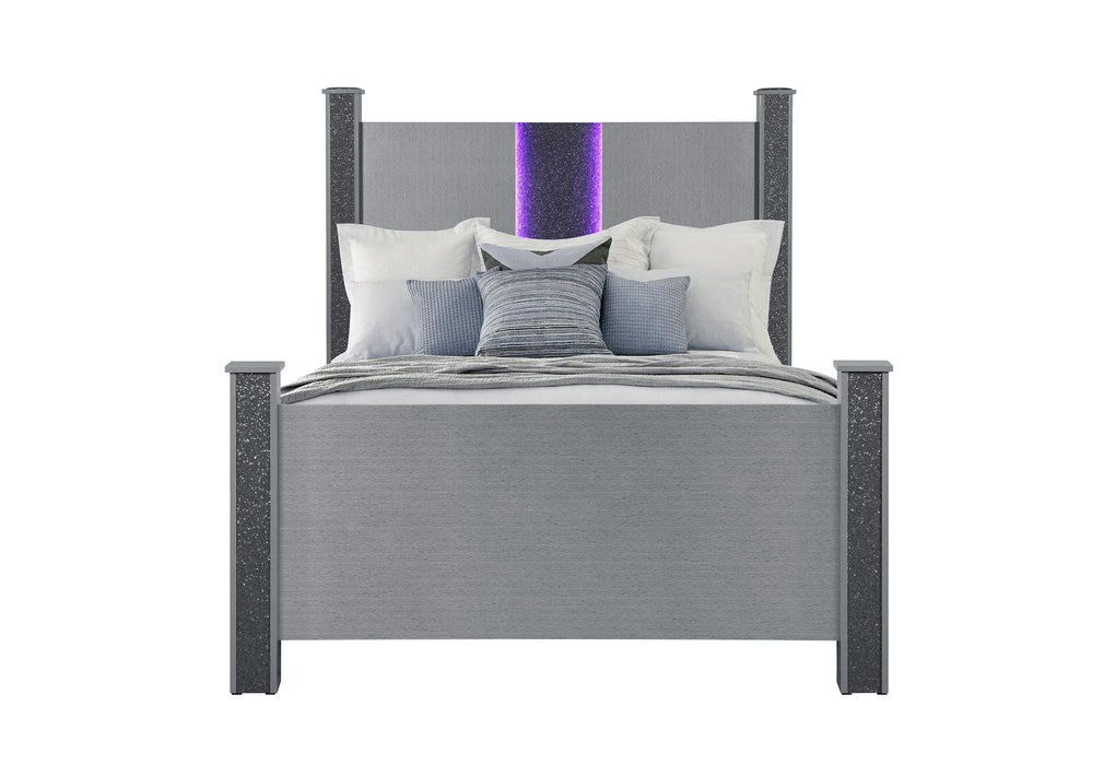 LOGAN SILVER FULL BED WITH LED AND SPEAKERS - De Avenue Furniture