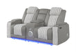 U8000 GREY PWR CONSOLE REC LOVESEAT W/PHR, LED AND SPEAKER - De Avenue Furniture