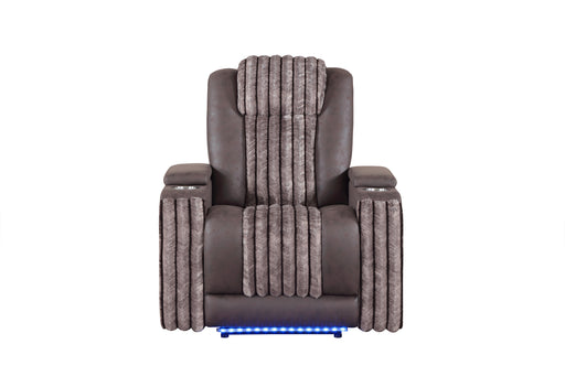 U8000 BROWN POWER RECLINER W/ POWER HEADREST & LED LIGHT - De Avenue Furniture