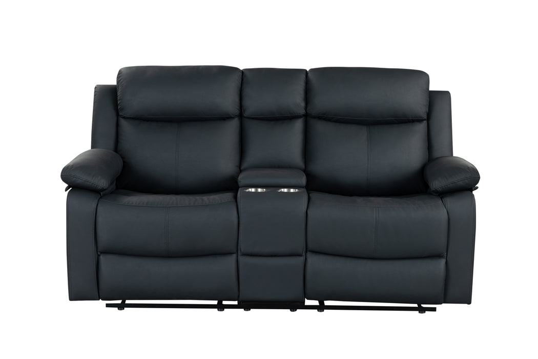 U6026 BLACK PU 72A CONSOLE RECLINING LOVESEAT WITH LED AND SPEAKER - De Avenue Furniture
