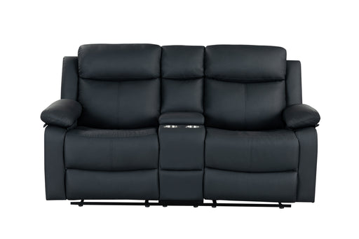 U6026 BLACK PU 72A CONSOLE RECLINING LOVESEAT WITH LED AND SPEAKER - De Avenue Furniture