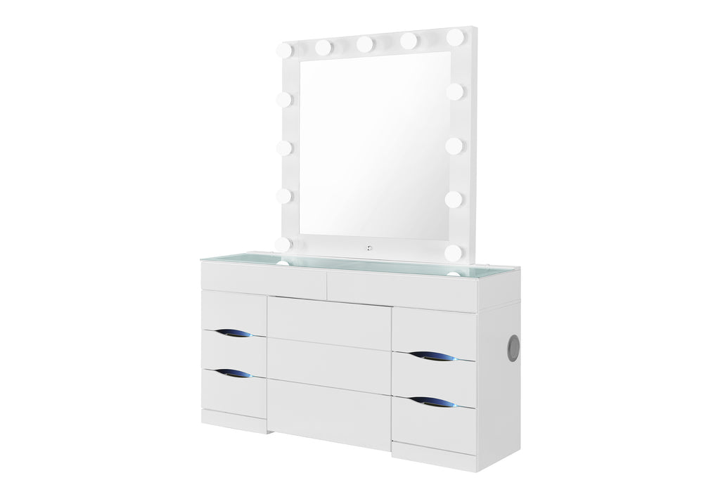ELLA WHITE VANITY WITH SPEAKER - De Avenue Furniture