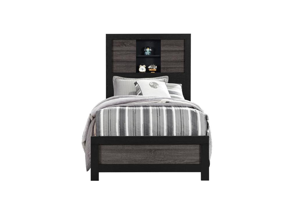 LISBON GREY/BLACK BOOKCASE TWIN BED - De Avenue Furniture