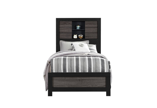 LISBON GREY/BLACK BOOKCASE TWIN BED - De Avenue Furniture