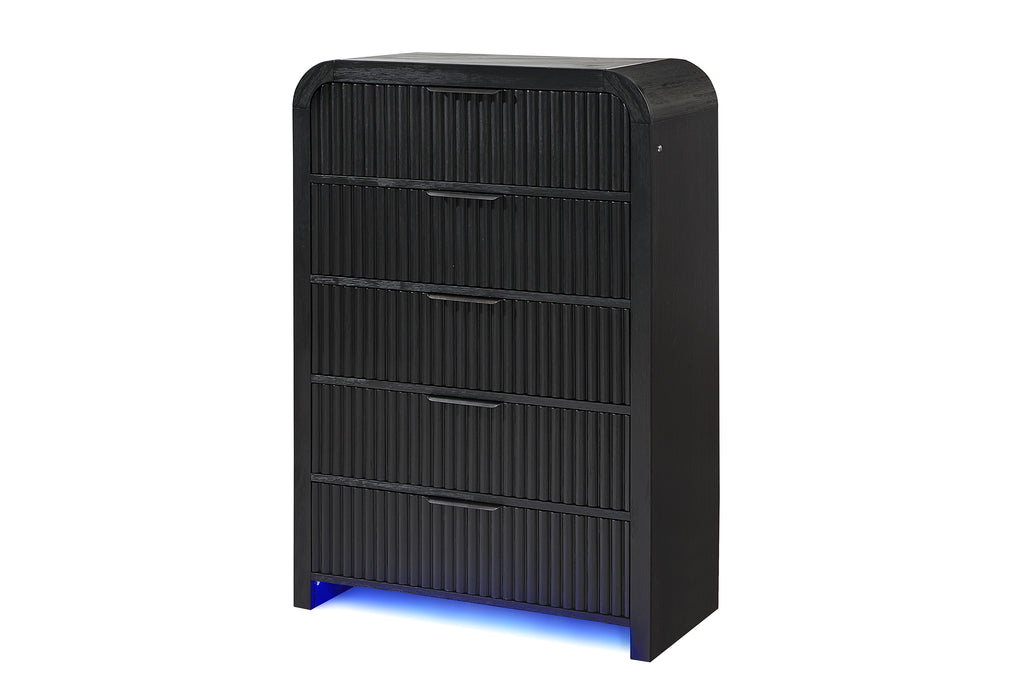 BECKETT WHT/BLK CHEST W/ LED - De Avenue Furniture
