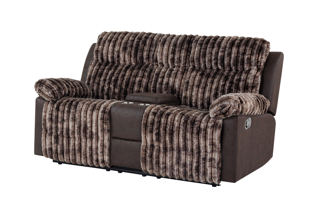 U6028 BROWN CONSOLE RECLINING LOVESEAT - De Avenue Furniture