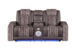U8000 BROWN PWR CONSOLE REC LOVESEAT W/PHR, LED AND SPEAKER - De Avenue Furniture