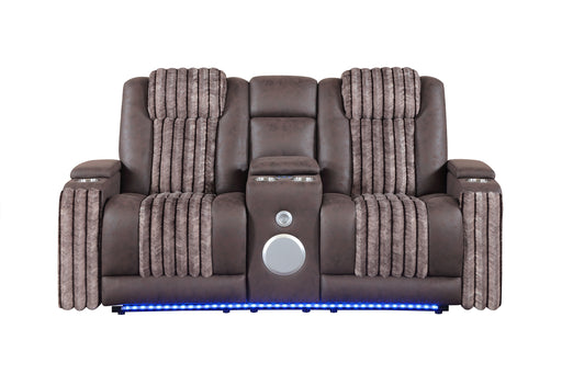 U8000 BROWN PWR CONSOLE REC LOVESEAT W/PHR, LED AND SPEAKER - De Avenue Furniture