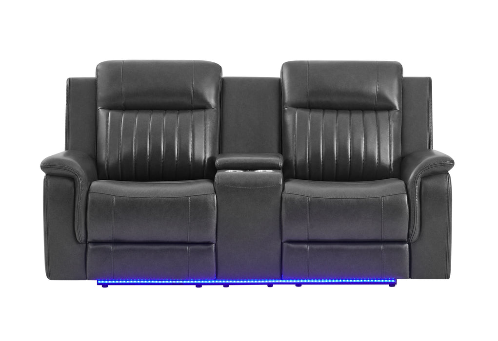 U8879 BLANCHE CHARCOAL PWR CON REC LS W/LED, GLOBAL SS & SUBWOOFER - De Avenue Furniture