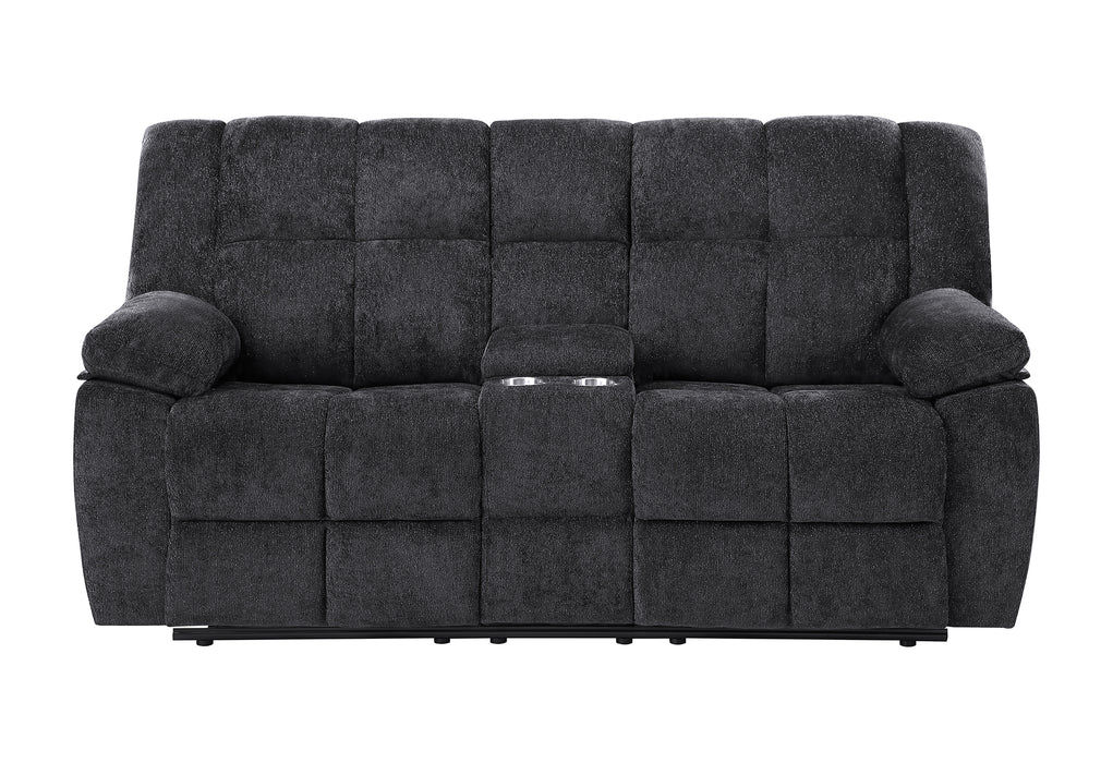 U6000 BLACK CONSOLE RECLINING LOVESEAT - De Avenue Furniture