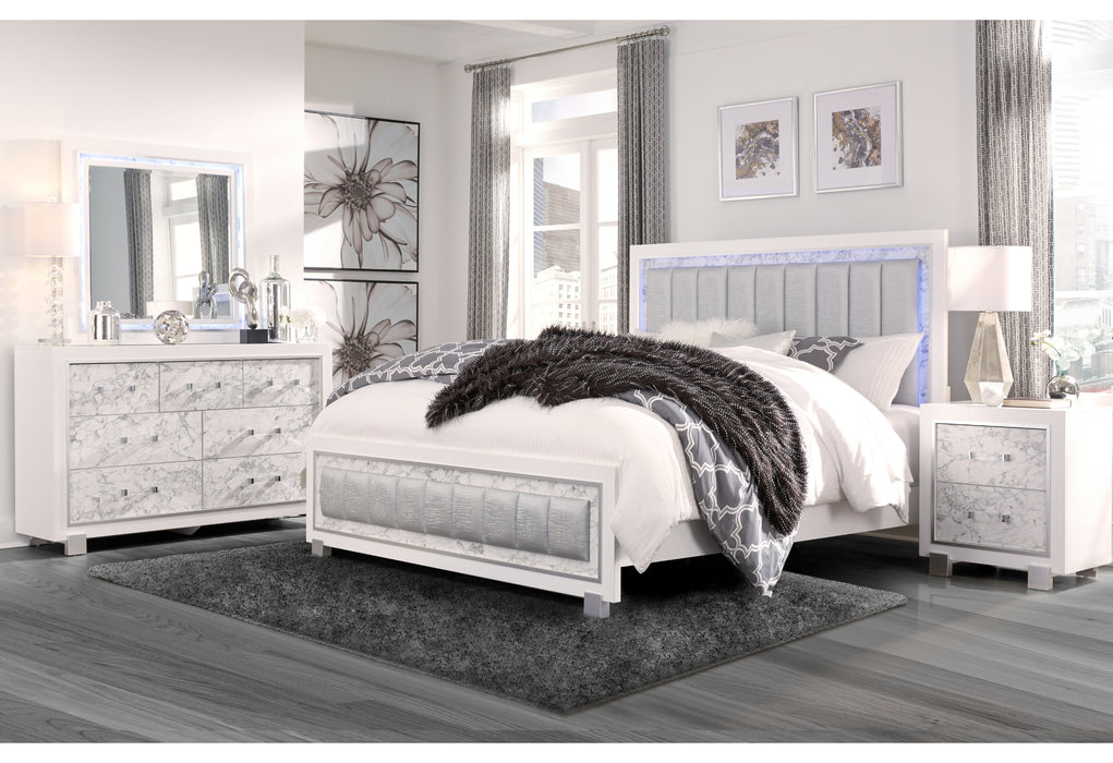 SANTORINI WHITE KING BED GROUP - De Avenue Furniture