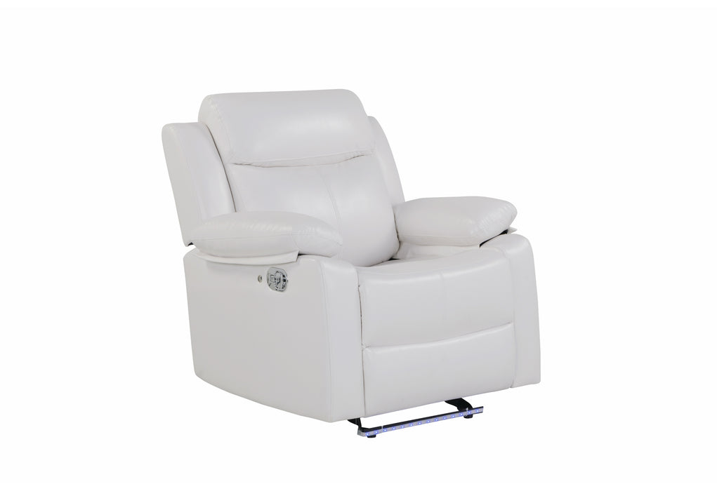 U6026 BLANCHE WHITE GLIDER RECLINER WITH LED - De Avenue Furniture
