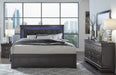 POMPEI METALLIC GREY QUEEN BED GROUP WITH LED - De Avenue Furniture