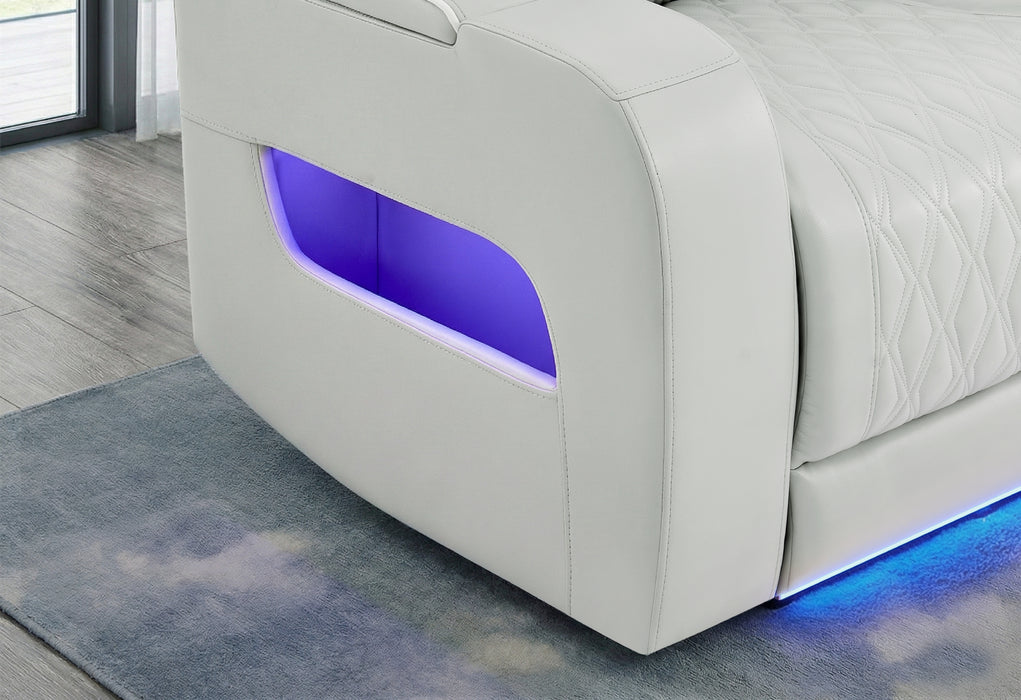 U8611 BLANCHE SILVER POWER RECLINER WITH POWER HEADREST AND LED - De Avenue Furniture