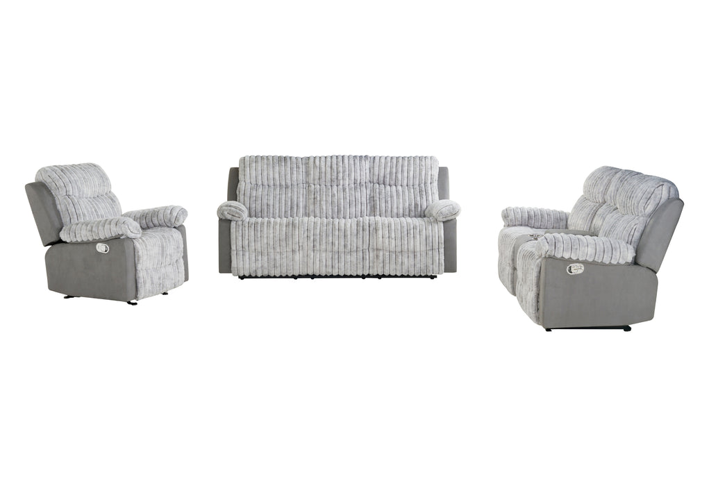 U6028 GREY RECLINING SOFA/CONSOLE RECLINING LOVESEAT/GLIDER RECLINER - De Avenue Furniture