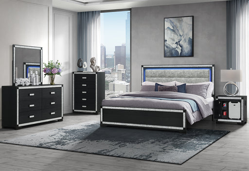 SOLEIL CHARCOAL QUEEN BED GROUP WITH COOLER AND SPEAKER - De Avenue Furniture