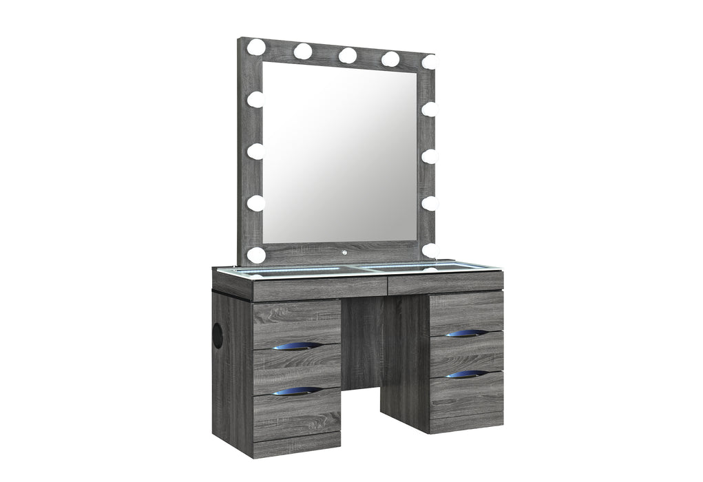 LEXI GREY VANITY WITH SPEAKER - De Avenue Furniture