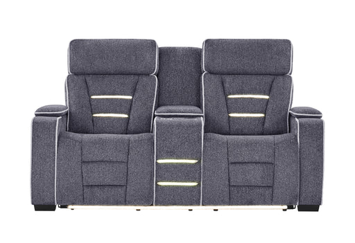 U1895 GREY P2 CONSOLE RECLINING LOVESEAT WITH IS AND LED - De Avenue Furniture