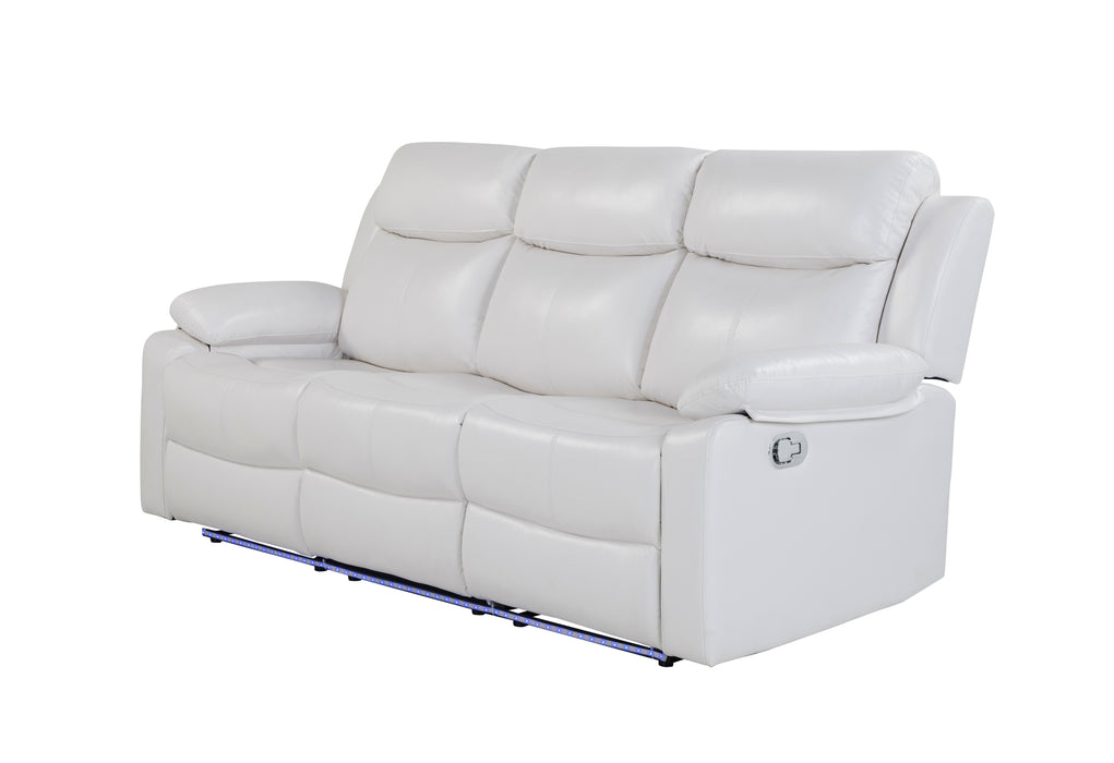 U6026 BLANCHE WHITE RECLINING SOFA WITH LED - De Avenue Furniture