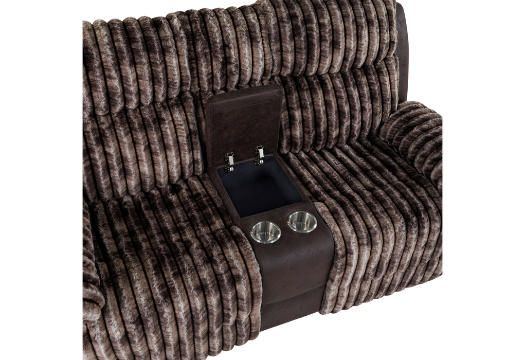 U6028 BROWN CONSOLE RECLINING LOVESEAT - De Avenue Furniture