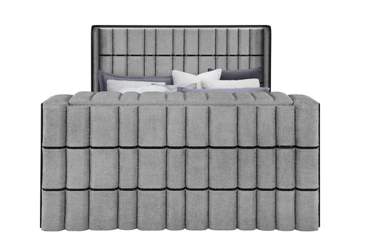 ISABELLA GREY KING BED W/LED, TV LIFT, SPEAKER AND FIREPLACE - De Avenue Furniture