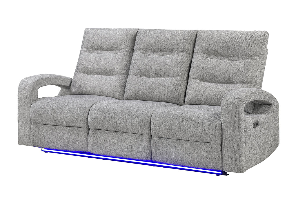 U6611 GREY 15 POWER RECLINING SOFA WITH LED - De Avenue Furniture