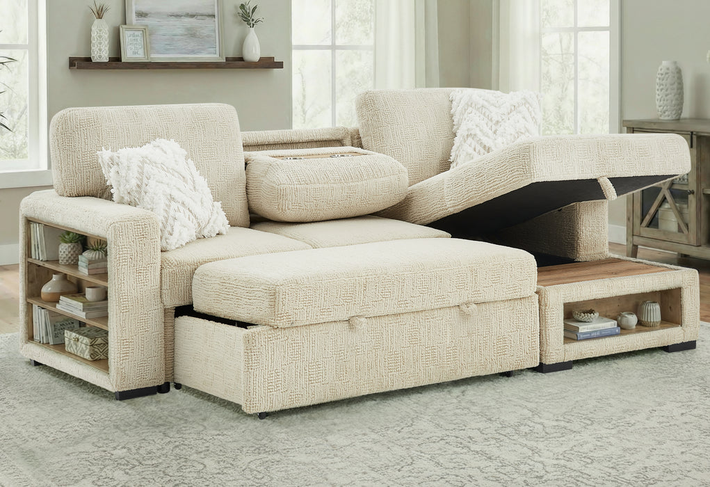 U0222 IVORY PULL OUT SOFA BED WITH SPEAKER AND 2 PILLOWS - De Avenue Furniture