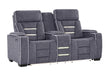 U1895 GREY P2 CONSOLE RECLINING LOVESEAT WITH IS AND LED - De Avenue Furniture