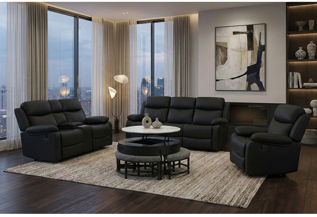 T42 BLACK COFFEE TABLE WITH 3 STOOLS - De Avenue Furniture