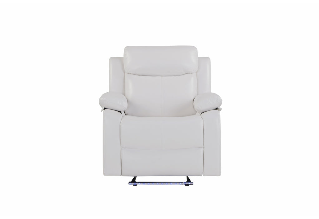 U6026 BLANCHE WHITE GLIDER RECLINER WITH LED - De Avenue Furniture