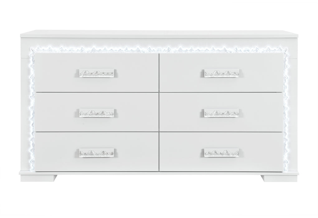 NAOMI SILVER MARBLE DRESSER WITH LED - De Avenue Furniture