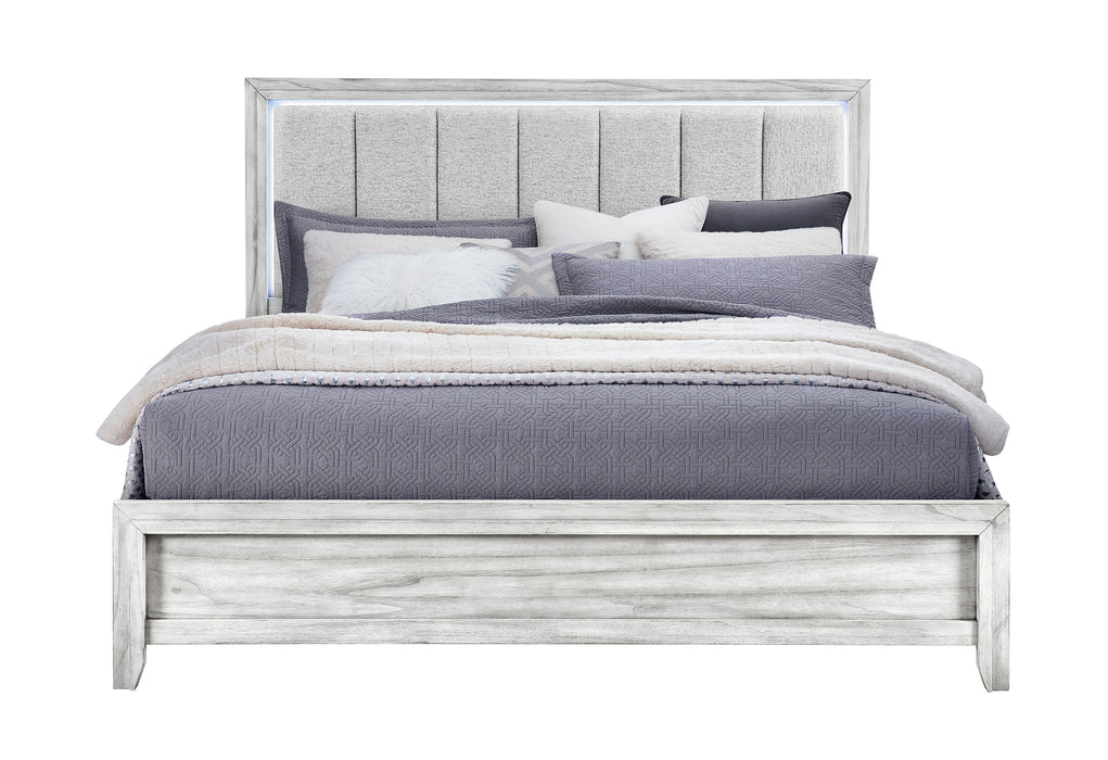 ELSIE GREY KING BED WITH LED - De Avenue Furniture