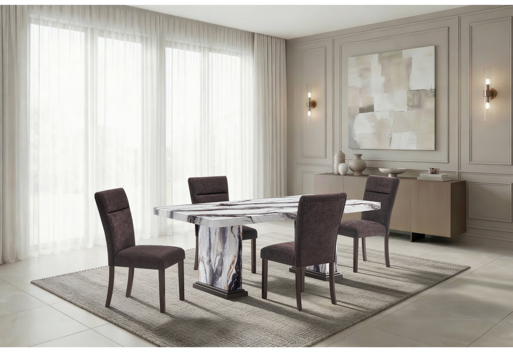 D8212 DINING TABLE WITH 4 D8212 DINING CHAIRS BROWN - De Avenue Furniture