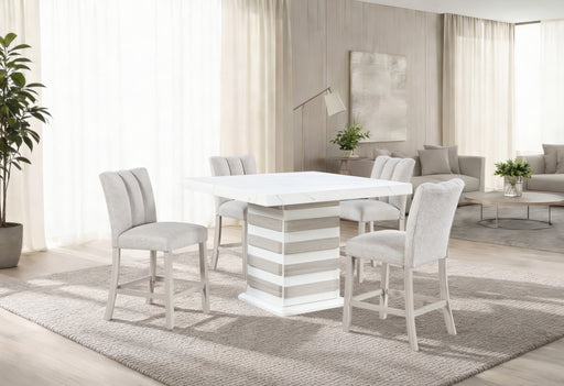 D2507 BAR TABLE WITH 6 D06 BAR STOOLS BEIGE - De Avenue Furniture