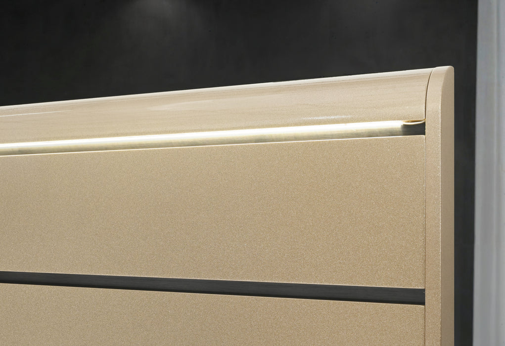 GENESIS GOLD QUEEN BED WITH LED - De Avenue Furniture