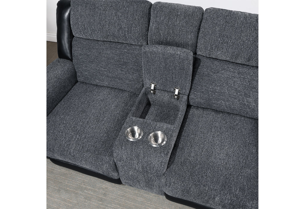 U5914/U5915 GREY/BLACK REC SOFA/CRLS W/IMMERSIVE SOUND & BLUE LED/REC - De Avenue Furniture