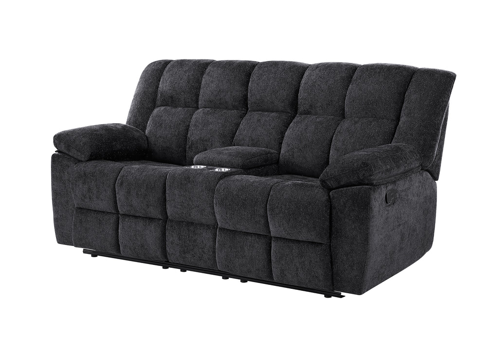 U6000 BLACK CONSOLE RECLINING LOVESEAT - De Avenue Furniture